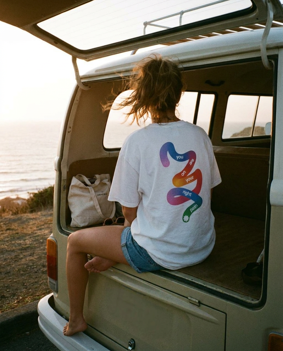 Don't Worry About Your Future oversized tee styled in a natural lifestyle setting